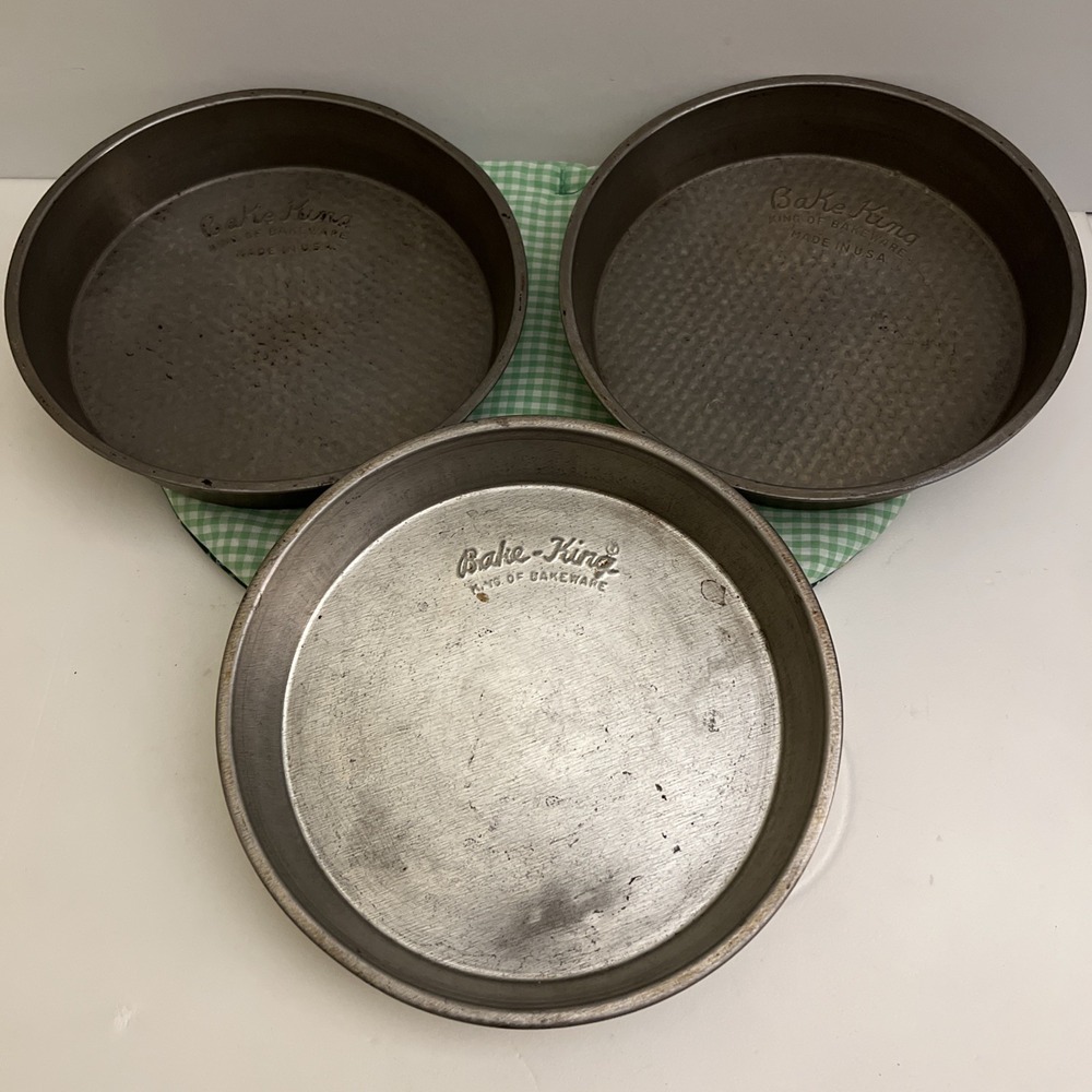 Set of 3 Bake King King of Bakeware 8.5 Inch Round Cake Pans USA‎ Vintage
